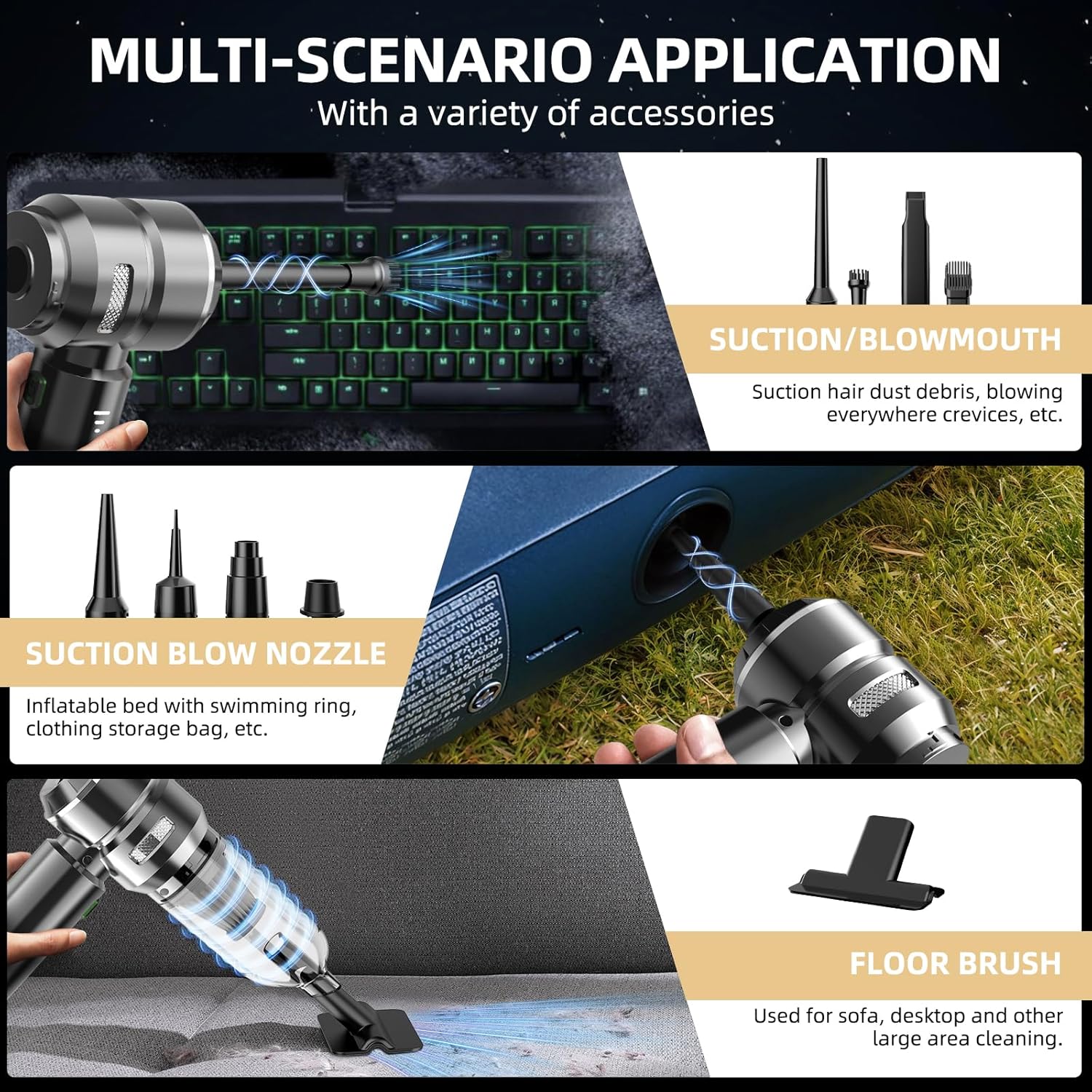 Handheld Vacuum Cleaner 22000Pa Brushless 4-in-1 Cordless (Dark Grey)