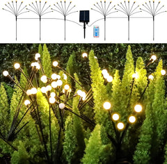 FBSPORT Solar Firefly Lights - 6 Pack, 8 LED Swaying Garden Lights with Remote, 8 Modes, Waterproof for Pathway and Yard (Warm White, Black Tube)