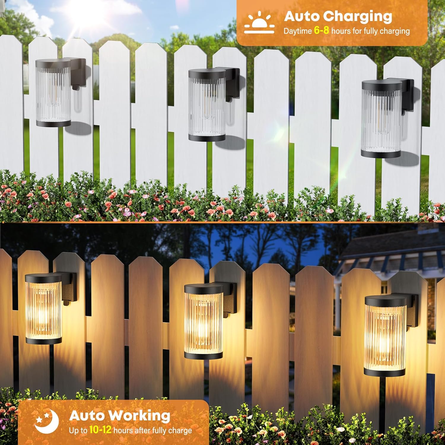 Solar Wall Lantern Outdoor LED Light 5W IP65 Waterproof Warm White Fixture