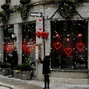 3 Pack Valentine Heart Window Lights with Timer – Battery Powered Red LED Hanging Decor