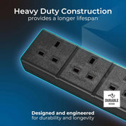 Heavy Duty 4-Socket Extension Lead 2m Black 13A