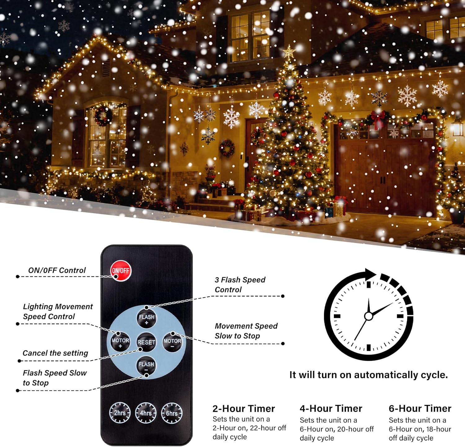 IP65 Waterproof LED Snowfall Projector Light with Remote Control