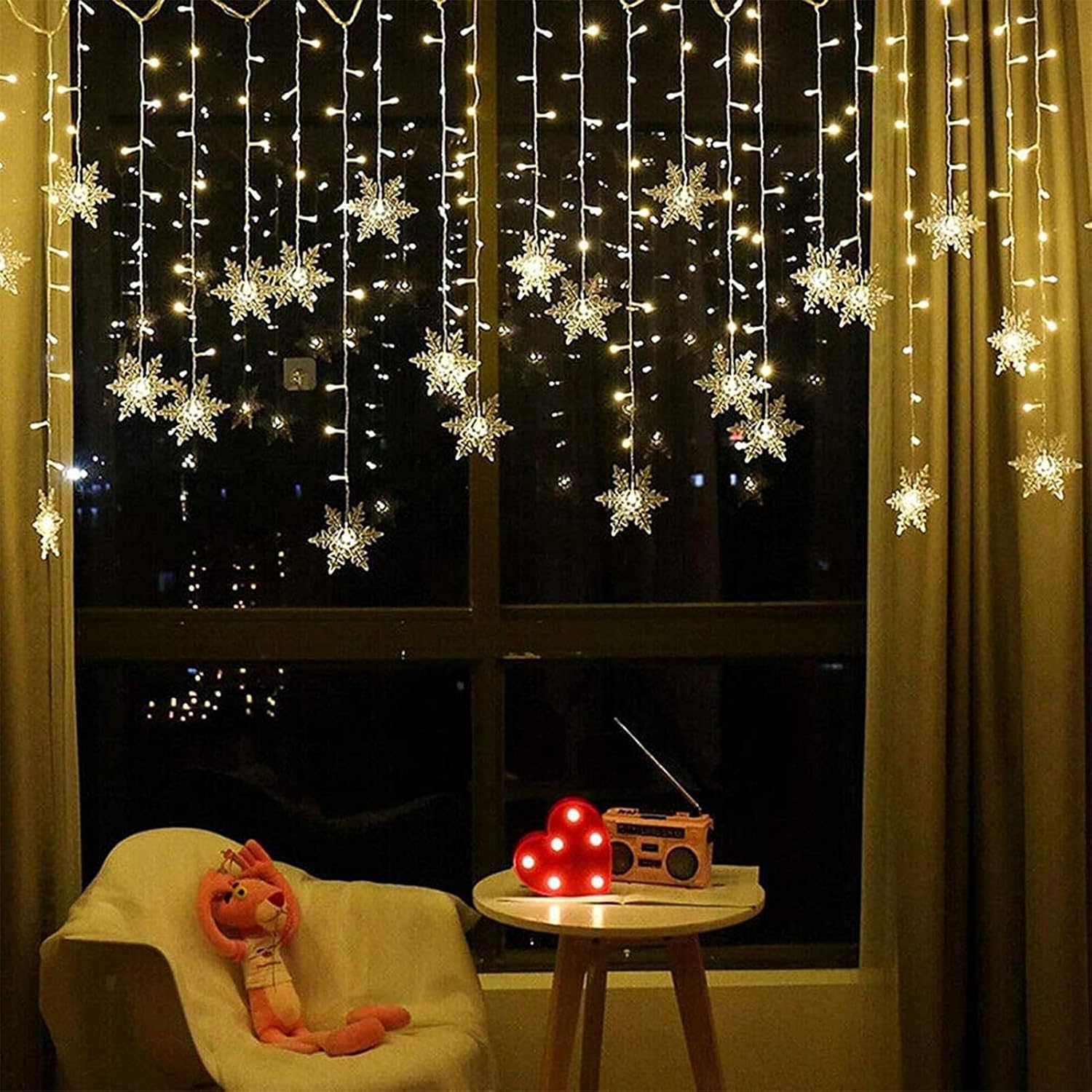 3.5M warm white snowflake LED curtain lights