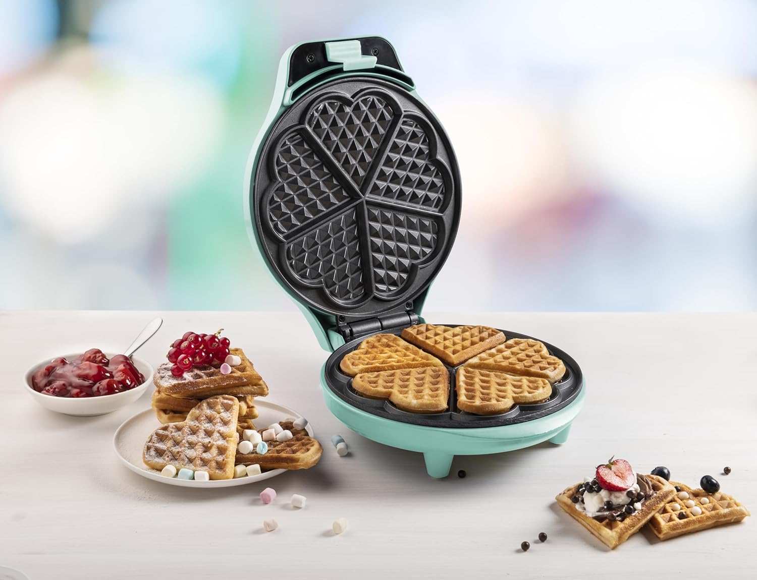 Mini Animal Cookie & Waffle Maker – 700W, Non-Stick Plates, Baking Indicator Light, Blue, Fun Mini Treats