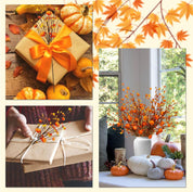 6 Bundles Autumn Leaves & Flowers – Artificial Pumpkin Berry Picks Décor