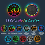 10'' Digital LED Wall Clock – Night Light, Alarm, Remote, RGB, Temp & Date