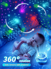 Baby Night Light Projector, 96 Modes Star Night Light Kids, Rechargeable Night Light with 6 Projection Films, 360° Rotating Sensory Lights for Bedroom, Toys for Toddlers