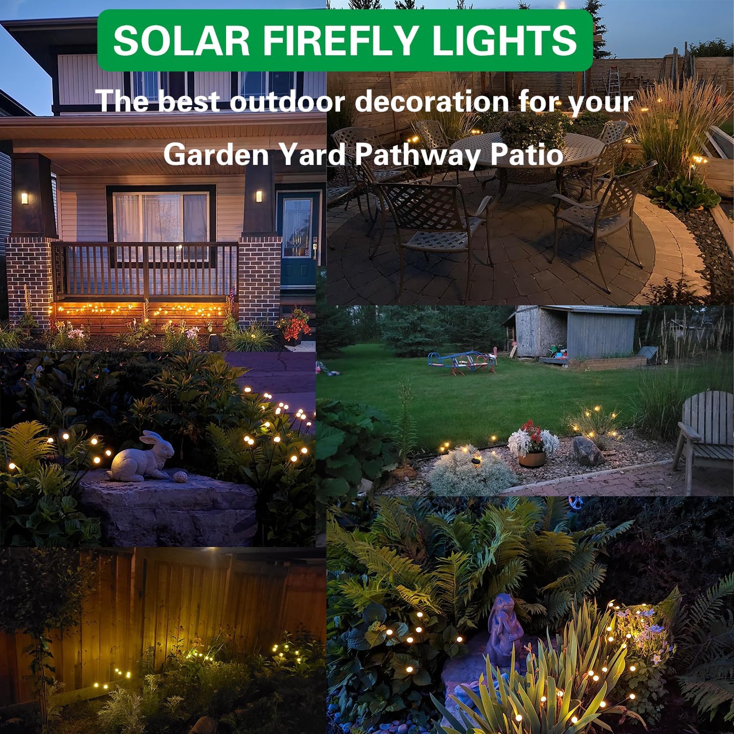 Solar Firefly Lights, Upgraded 64 LED Swaying Solar Garden Lights, Firefly Lights Dancing Fireflies Lights, Solar Outdoor Lights, Waterproof Patio Path Decoration (8 Pack)