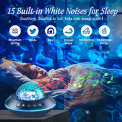 Galaxy Projector with 128 Lighting Modes – Night Light, Bluetooth Speaker & 15 White Noise Ocean Wave Projector Lights, Night Light For Kids, Bedroom Light
