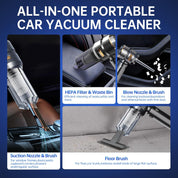 4-in-1 Cordless Handheld Mini Vacuum | 23000Pa Powerful Suction Portable USB Rechargeable Cleaner for Car, Home, Office & Pet Hair | Lightweight Compact Design (Black)