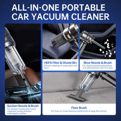 4-in-1 Cordless Handheld Mini Vacuum | 23000Pa Powerful Suction Portable USB Rechargeable Cleaner for Car, Home, Office & Pet Hair | Lightweight Compact Design (Black)