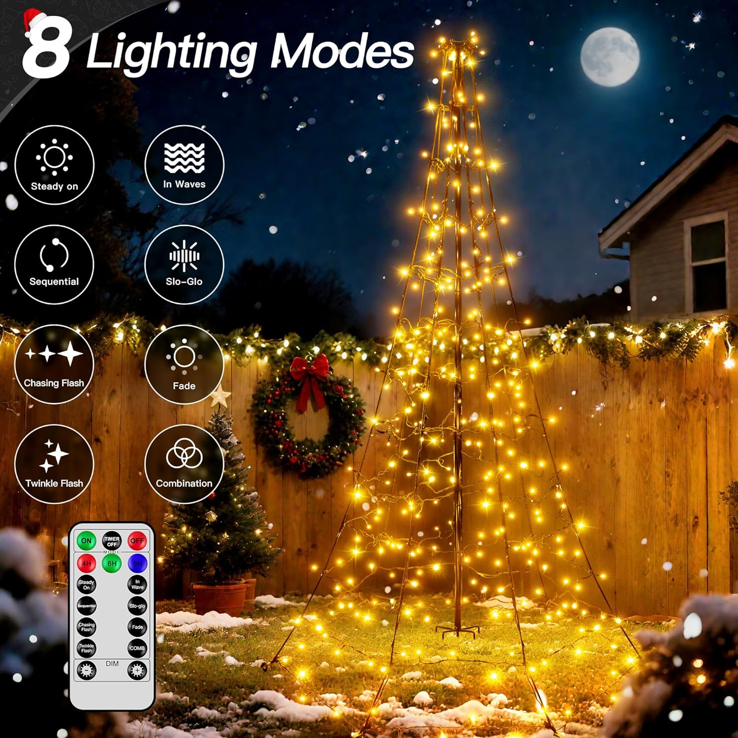 Warm white LED festive lights outdoor display
