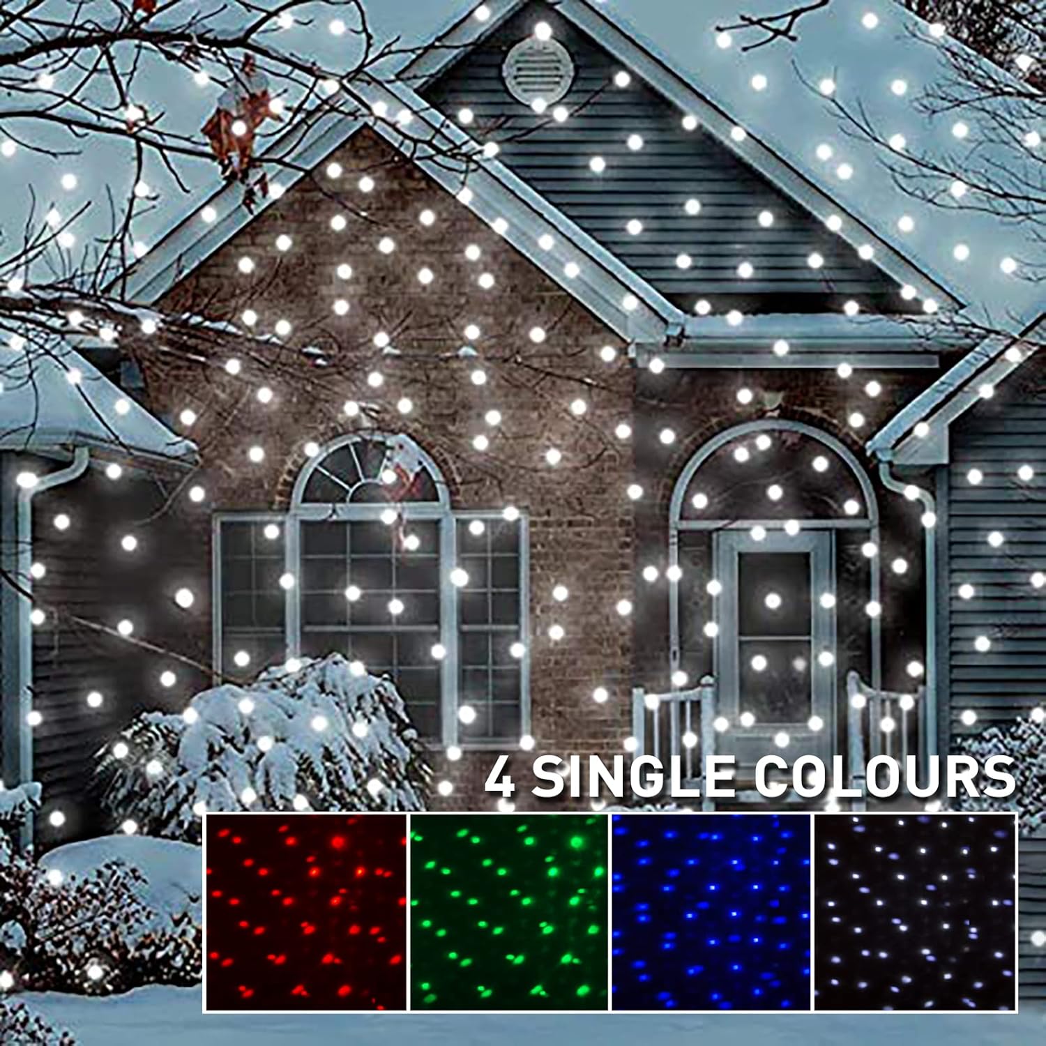 Outdoor Christmas Snowfall Projector Lights – Multicolour Rotating Snow Effect
