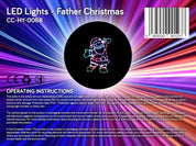 50CM Father Christmas LED Tube Light – Multi Coloured Outdoor Santa Silhouette