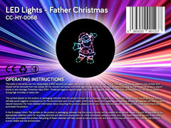 50CM Father Christmas LED Tube Light – Multi Coloured Outdoor Santa Silhouette