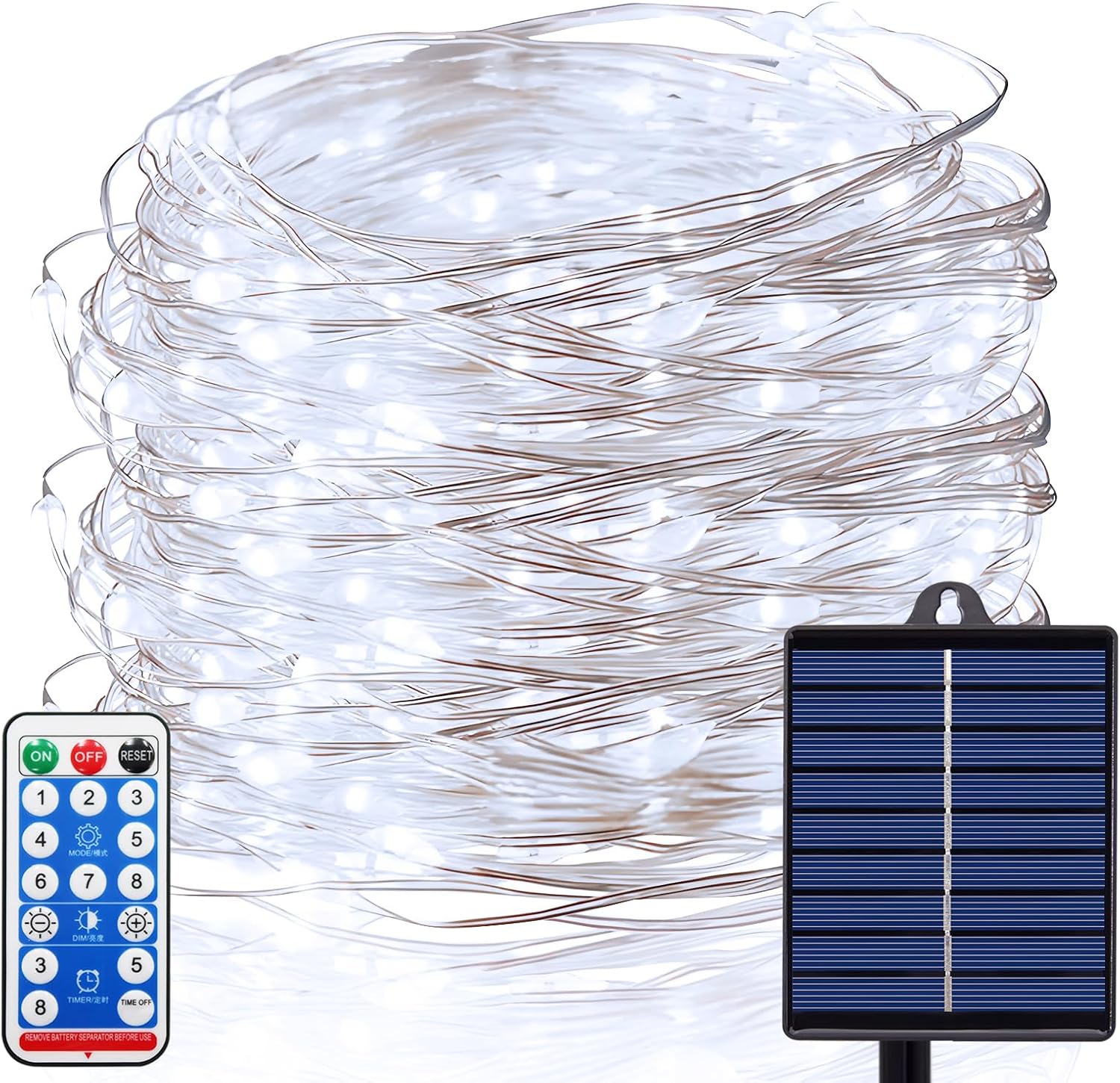 30M 300 LED Solar Fairy Lights with Remote 8 Modes Warm White for Tree Garden Patio Wedding