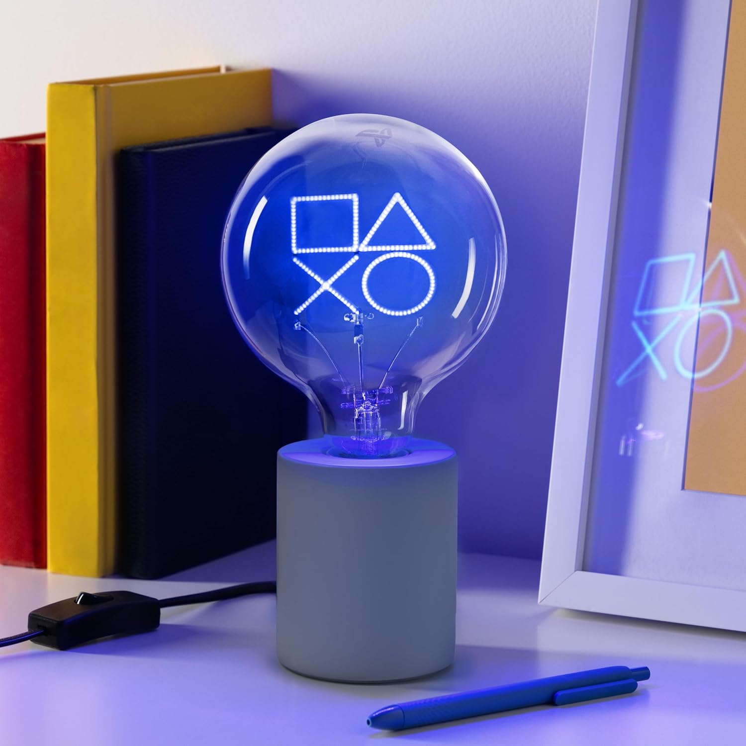 Paladone PlayStation Icons Decorative LED Neon Bulb Lamp - E27 Glass Lightbulb, Officially Licensed Sony Gamer Gift, Perfect for Bedrooms, Homes, Gaming Room Decor, Blue