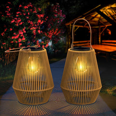 Vintage Solar Lanterns for Garden – 2-Pack Waterproof Hanging Lights for Halloween & Christmas Decorations