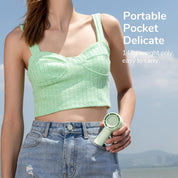 JISULIFE Mini Portable Handheld Fan – 5 Speeds, USB Rechargeable