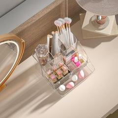 Makeup Organizer Tray – 6-Compartment Clear Acrylic Vanity & Cosmetic Storage