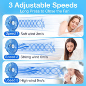 Mini Foldable USB Handheld Desk Fan 3 Speed Blue