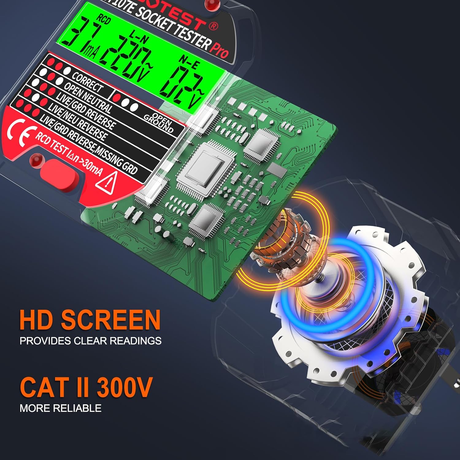 Socket Tester RCD Plug Outlet Tester LCD 90-250V