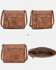 Large Crossbody Bag for Women – Designer Leather Shoulder Purse with Multi Pockets