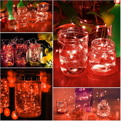 LED Fairy String Lights, 2M 20 LED Battery Operated Waterproof Copper Wire Lights for Indoor & Outdoor Décor, Christmas, Valentine, Birthday (Red, Pack of 5)