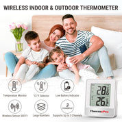 TP200C Wireless Indoor Outdoor Thermometer with Rainproof Sensor, 150m Range, Greenhouse & Garden Temperature Monitor
