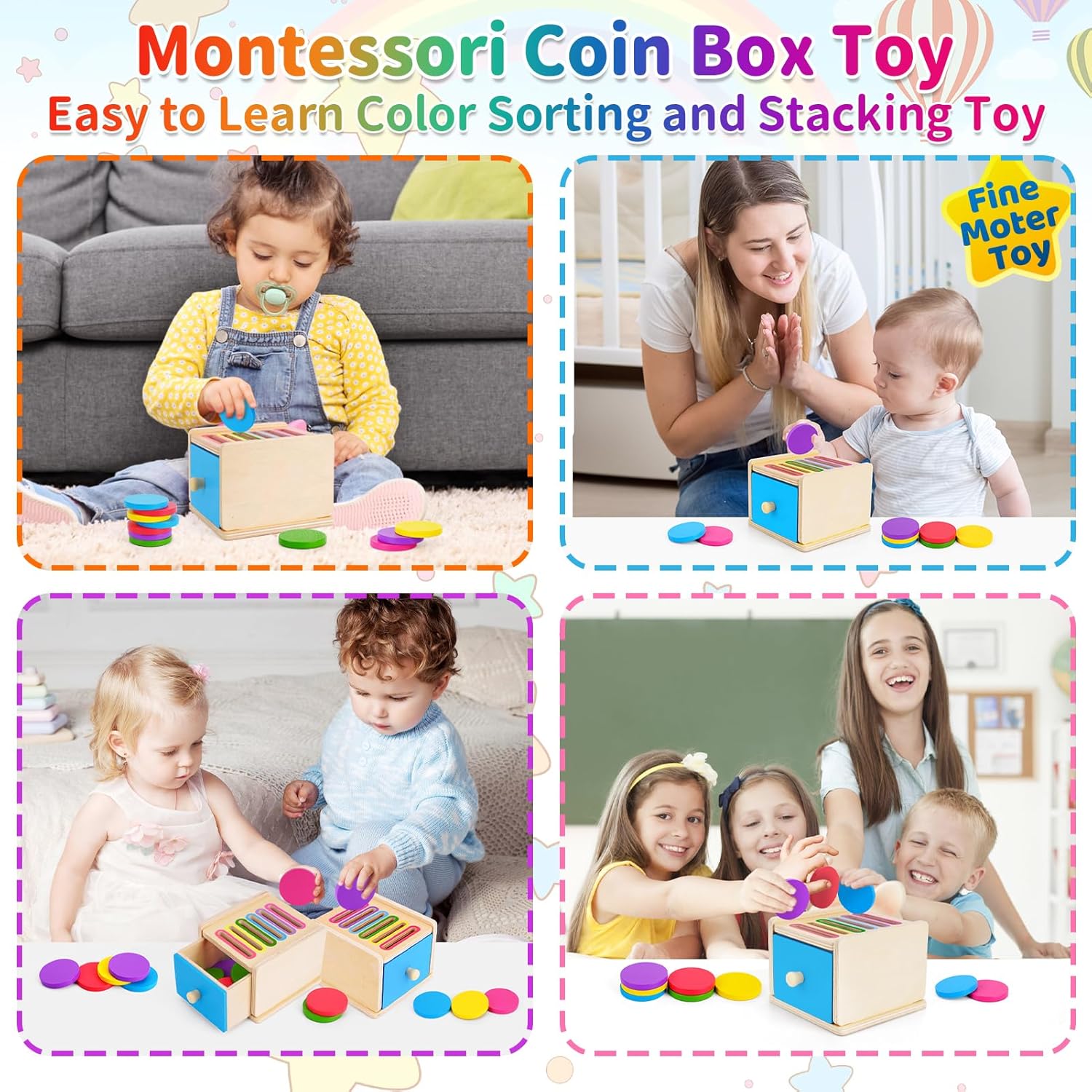 Montessori Coin Box Toy for Toddlers 1-3 Years Gift