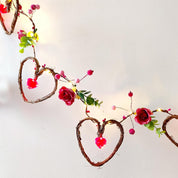 Valentine’s Day Rattan Heart Garland String Lights, 6.5FT 25 LED Battery Operated Indoor Decorative Lights for Home and Wedding