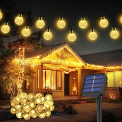 Outdoor, 26.6Ft 30LED Solar String Lights, Solar Fairy Garden Lights Waterproof 8 Mode Crystal Ball Lights Decorative Easter, Garden, Yard, Parties(Memory Function+Warm White)