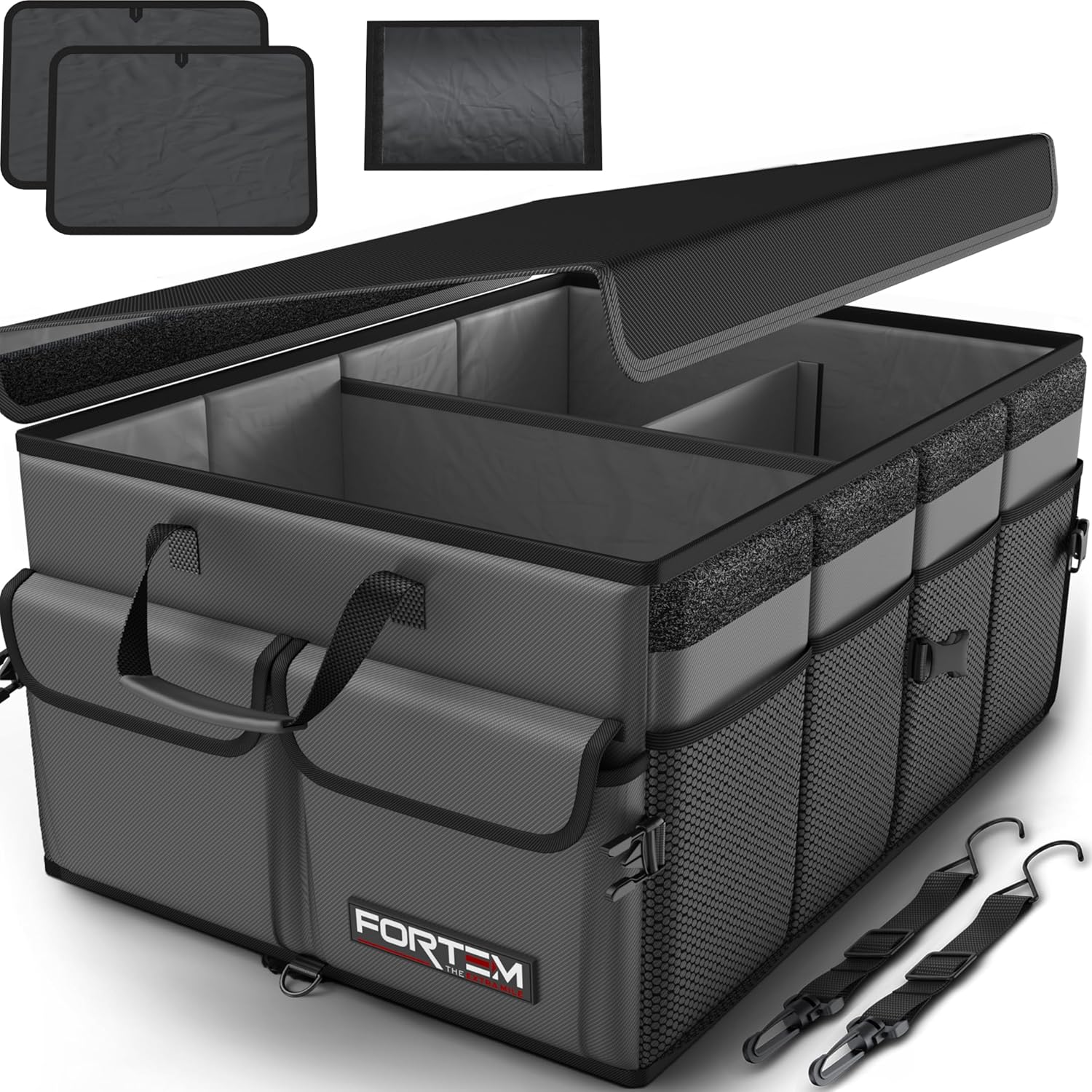 50L Car Boot Organiser – Foldable SUV Storage Box with Straps & Lid