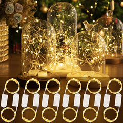 6 Pack Battery Operated Fairy Lights, 7ft 20LED Warm White String Lights, Waterproof Silver Wire for Bedroom and Outdoor