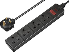 Heavy Duty 4-Socket Extension Lead 2m Black 13A