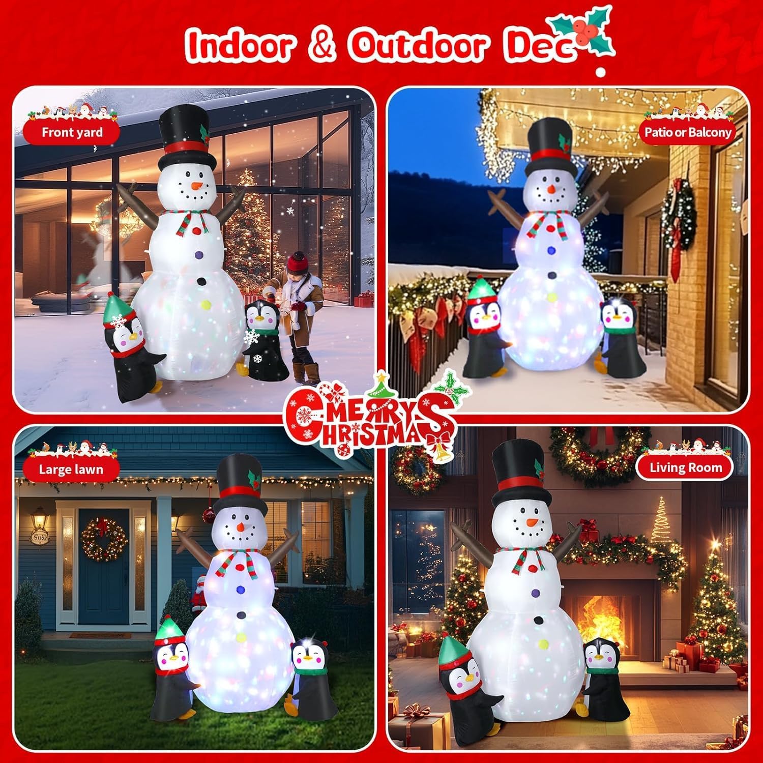 Indoor outdoor snowman Christmas ornament