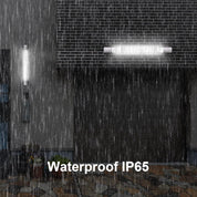Outdoor shower area with waterproof IP65 feature during rain.