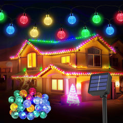 Outdoor, 26.6Ft 30LED Solar String Lights, Solar Fairy Garden Lights Waterproof 8 Mode Crystal Ball Lights Decorative Easter, Garden, Yard, Parties(Memory Function+Warm White)