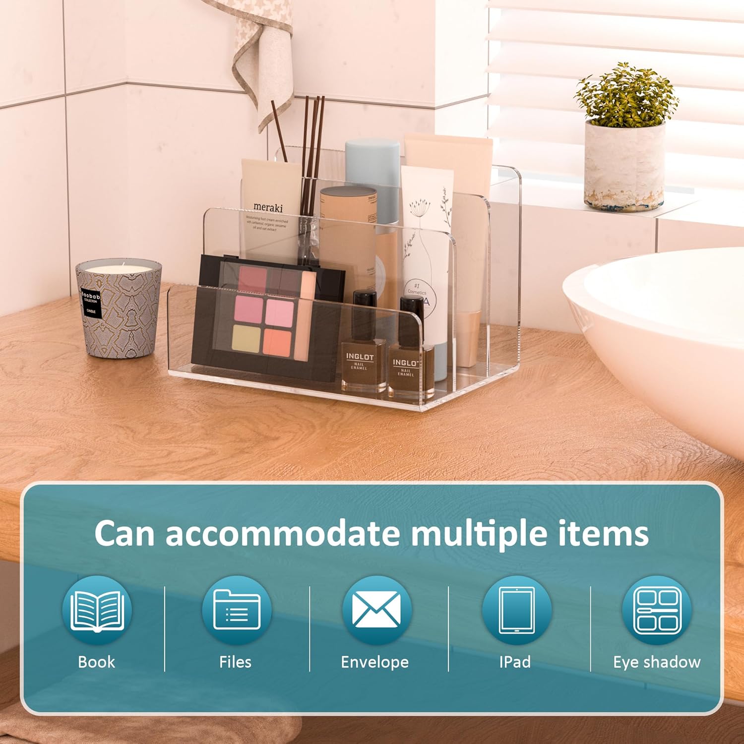 Clear Acrylic 3-Slot Letter Holder – Desk Mail Sorter & Office Paperwork Organiser