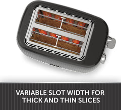 Bold 2 Slice Toaster - Black & Silver Chrome | Wide Slots, High-Lift, Variable Browning, Defrost & Reheat Functions [VTR001]