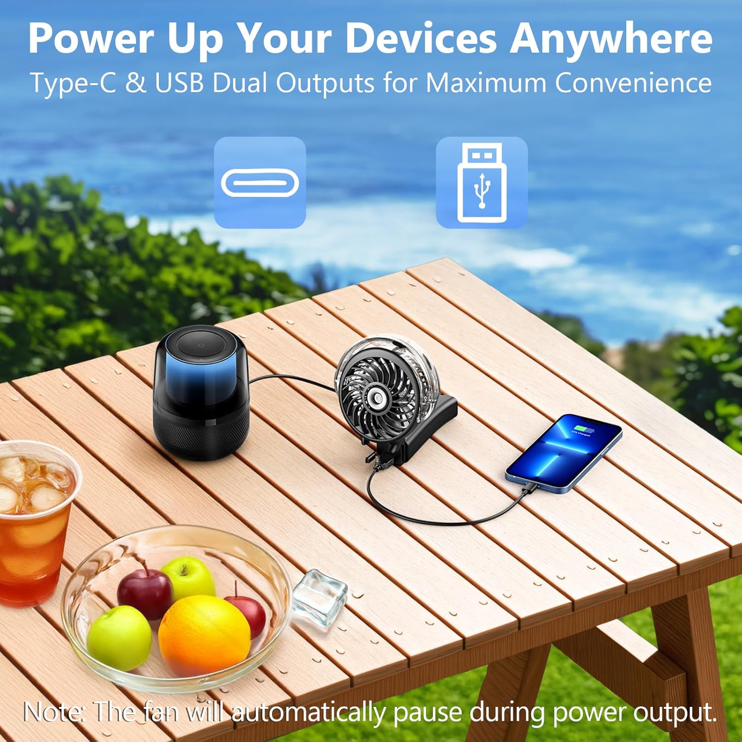 VersionTECH. Portable Handheld Misting Fan as Power Bank, 50ml XL Water Tank, 20H Runtime 3 Speeds, 180° Foldable Rechargeable Mist Fan for Travel, Outdoors, Makeup - Black