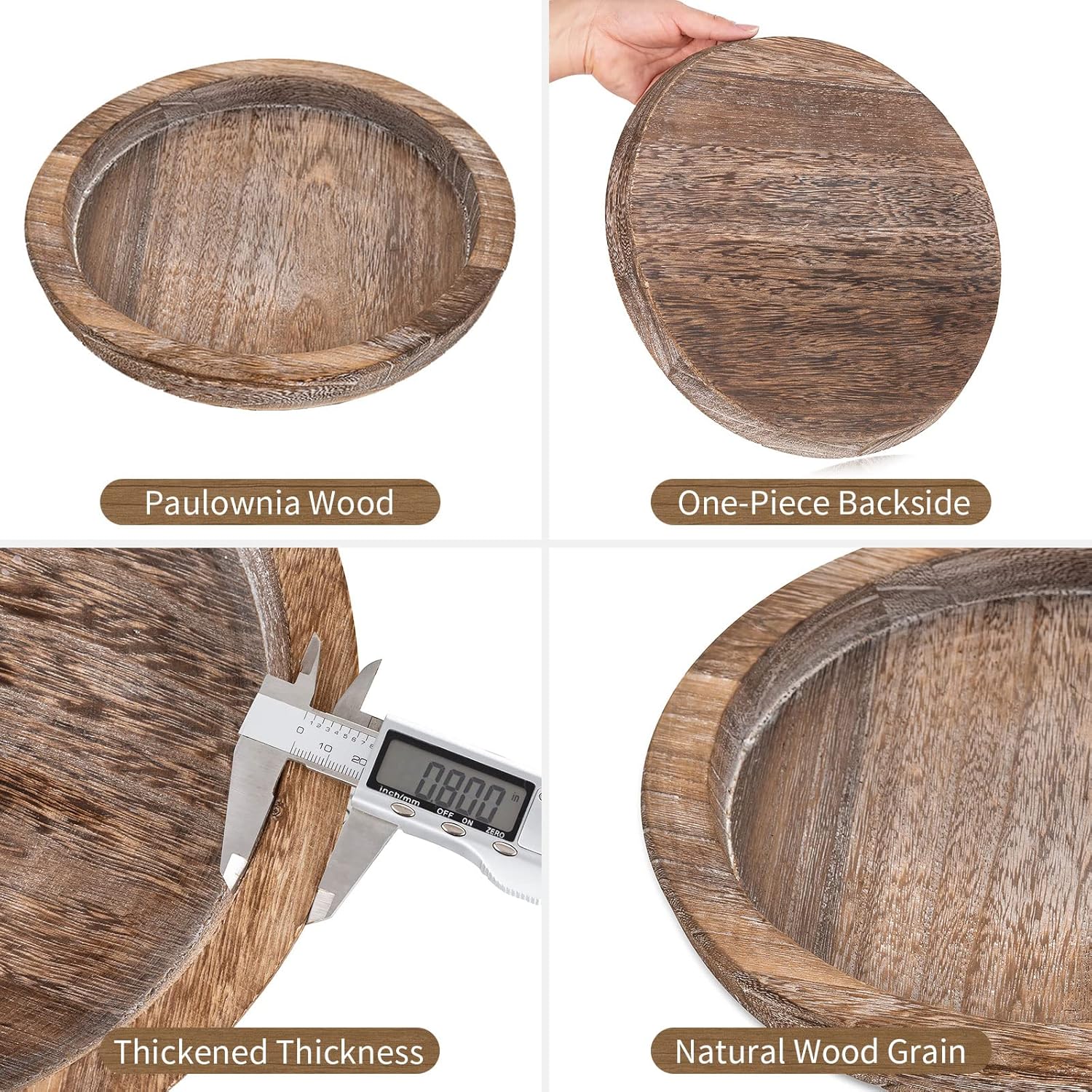 Hanobe Wooden Candle Holder Tray – Rustic Round Decorative Plate for Tealights & Pillars