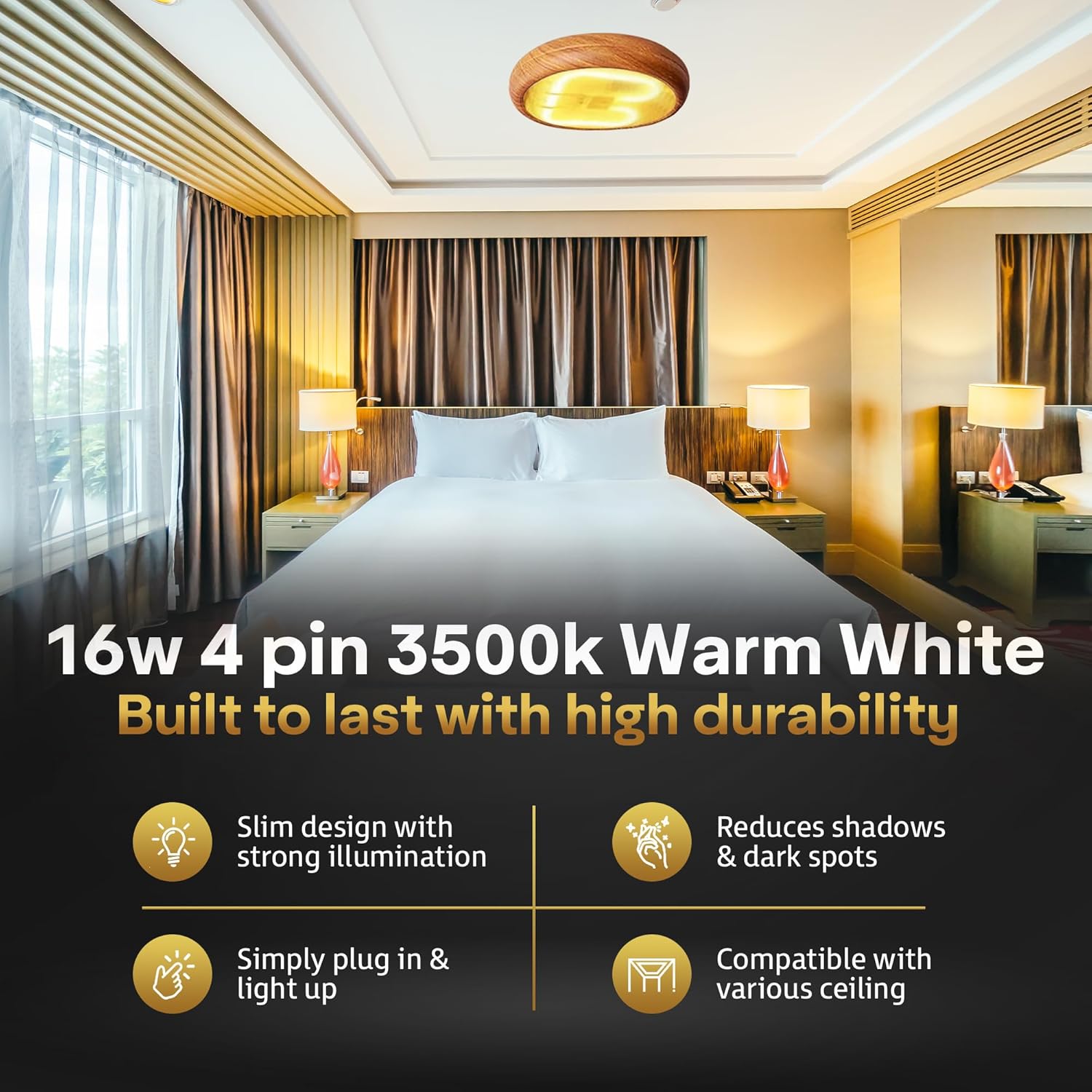 16W GR10q 2D Square CFL Bulb 3500K Warm White