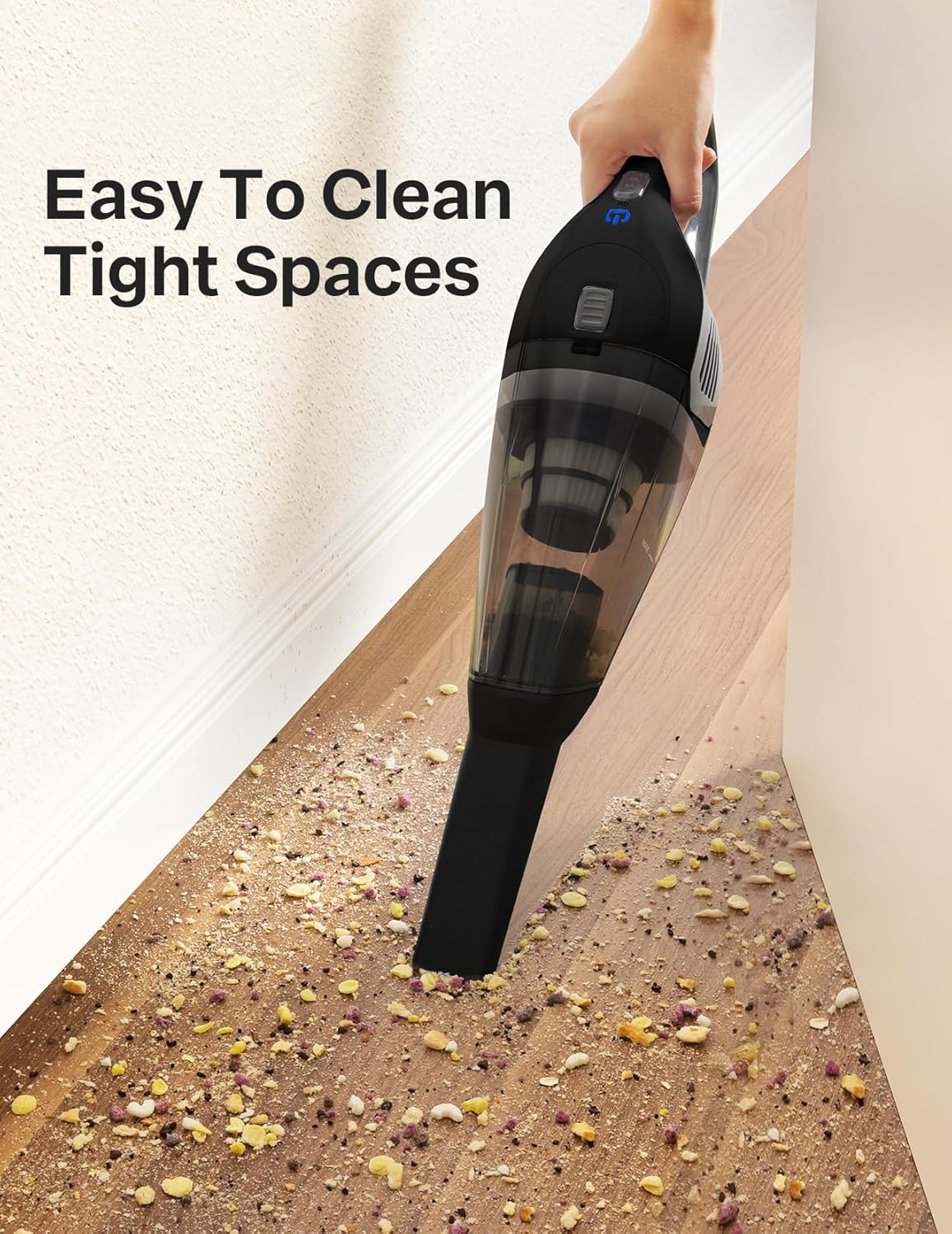 Cordless Handheld Vacuum Cleaner, Powerful Suction Portable Lightweight Mini Vacuum with 25–30Mins Long Runtime, Rechargeable Quick Charge Battery for Home, Car, Carpet, Stairs & Pet Hair Cleaning