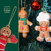 Gingerbread Ornaments Pack of 15 – Assorted Gingerbread Man Decorations with Strings