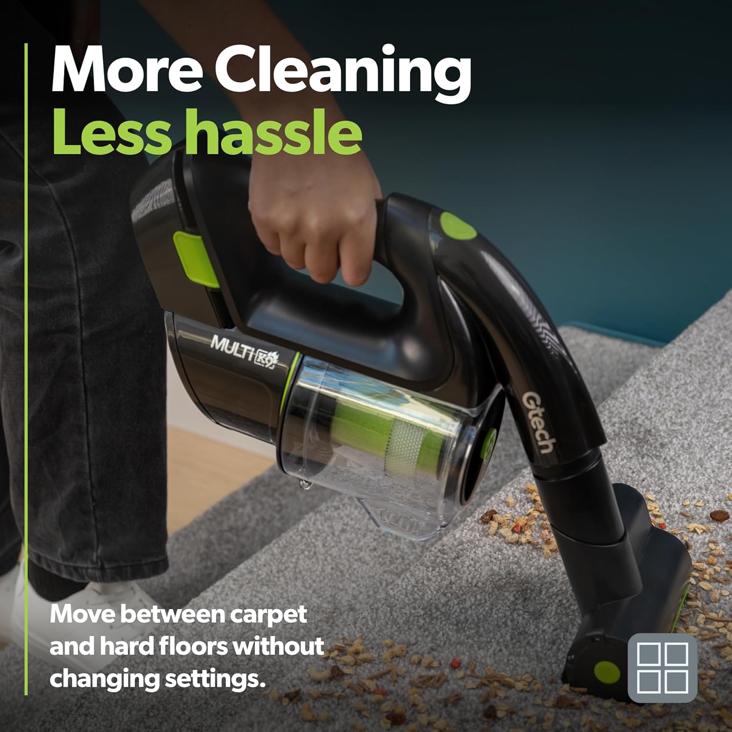 Gtech Multi MK2 K9 Cordless Handheld Vacuum Cleaner – 22V Li-ion Battery, Powered Brush Bar, Reinforced Aluminium Design for Pet Hair & Car Cleaning