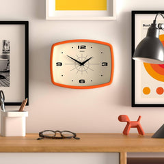 Retro Movie Wall Clock 25cm – Orange Rectangular Design for Kitchen, Living Room, Office