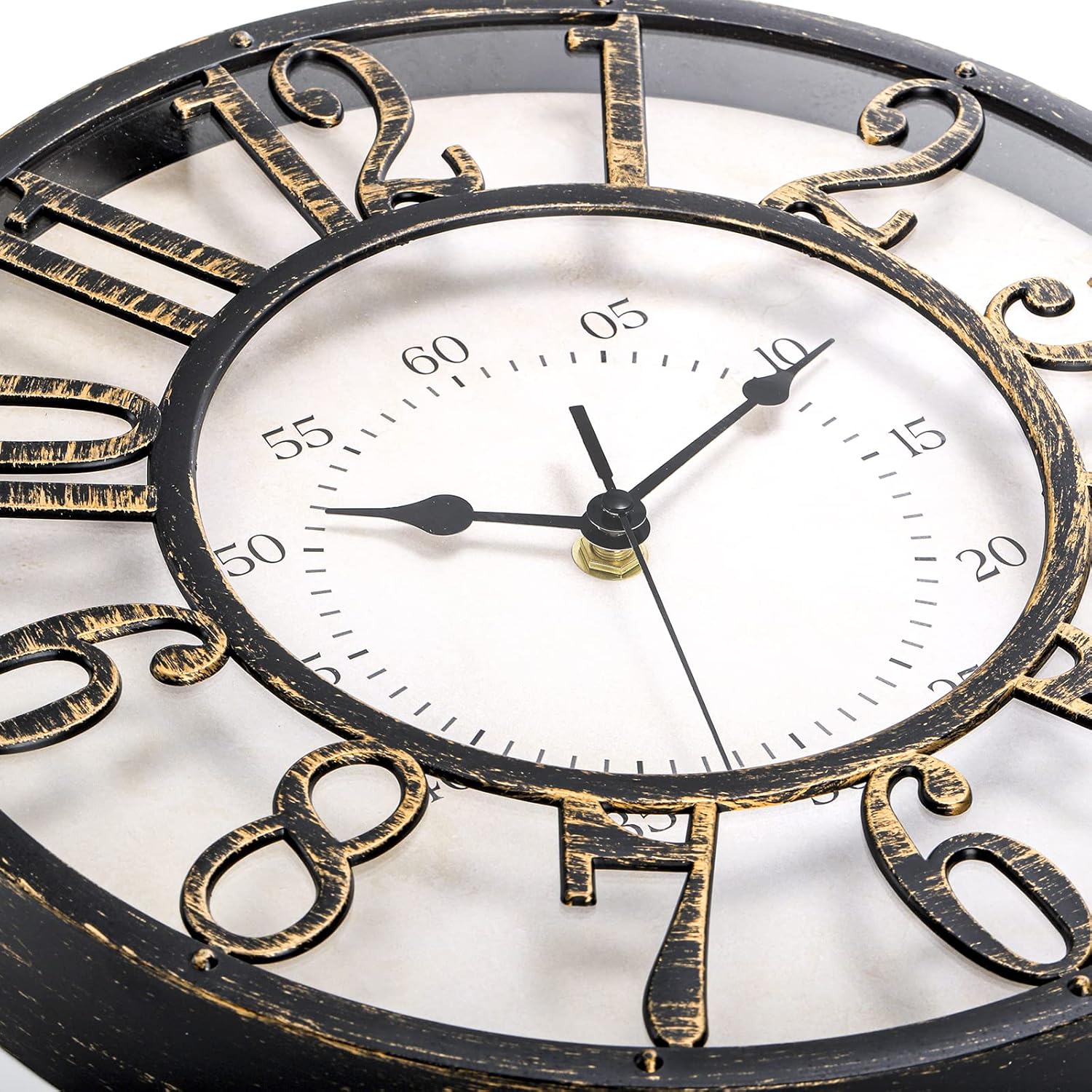 “12'' Retro Wall Clock – Silent Non-Ticking 3D Numerals, Battery Operated Quartz