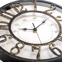 “12'' Retro Wall Clock – Silent Non-Ticking 3D Numerals, Battery Operated Quartz