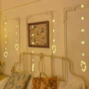 Heart Curtain Lights 9.8ft, USB Plug-In LED Heart String Lights with Remote & Timer, Warm White Valentine’s Day Window Lights for Bedroom & Room Decor